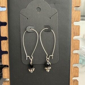Silver and Black Drop Earrings